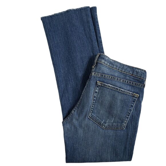 J Crew Womens Jeans Size 6 Reg Stretch Distressed Raw Hem Bootcut Blue Denim Mid - Picture 3 of 11